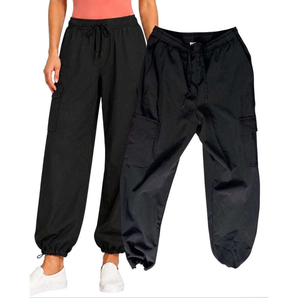 PINK Victoria's Secret Parachute Cargo Joggers Track Pants Black Large